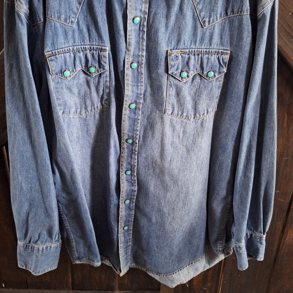 Stetson Blue Denim Casual Button Down Shirt